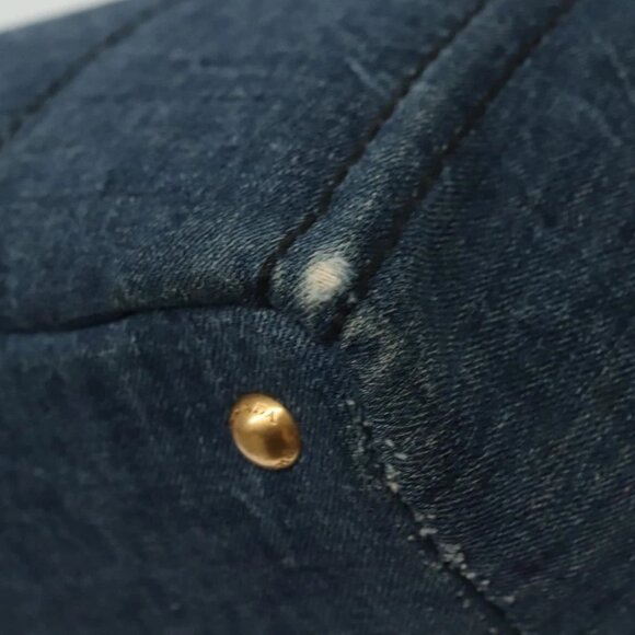 PRADA Canapa GM Hand Bag Denim Blue Gold Auth 139546 - Picture 14 of 16